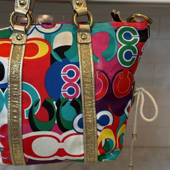 Coach Poppy Pop C Spotlight Multicolor Tote Shoulder Handbag - Picture 5 of 16